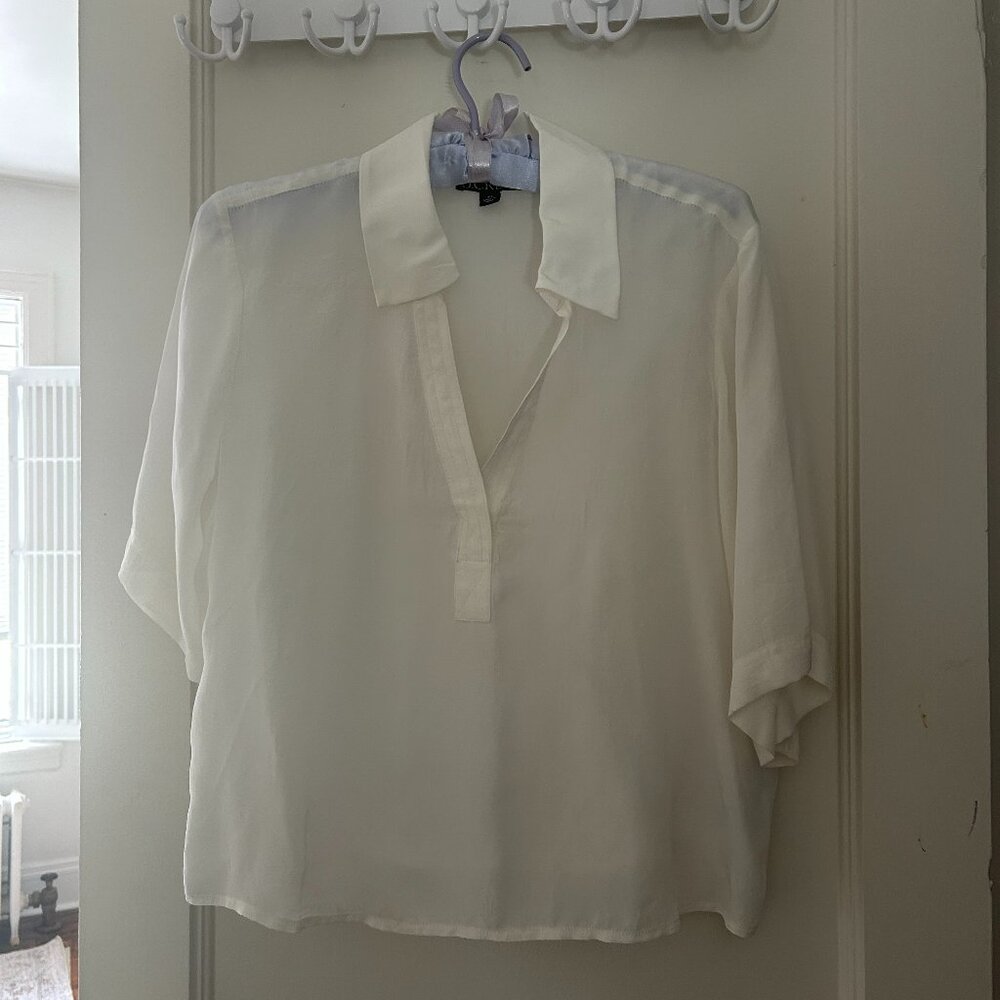 J. Crew elbow sleeve bungalow popover top in crepe de chine (XS)